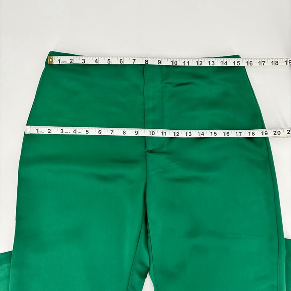 Jason Wu NWOT Emerald Green Satin Wide Leg High Rise No Waistband Trousers, 6 - Picture 7 of 14